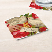 ヴィンテージバビクトリアンリズラブドヴクラシックァート スクエアペーパーコースター (アングル)