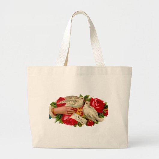 ヴィンテージバビクトリアンリズラブドヴクラシックァート ラージトートバッグ (正面)