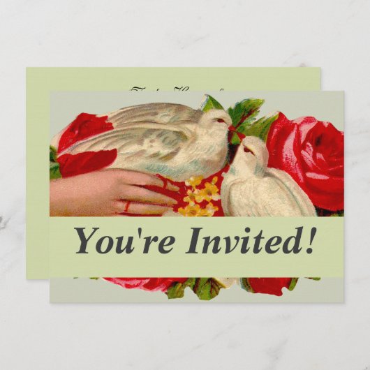 ヴィンテージバビクトリアンリズラブドヴクラシックァート 招待状 (正面/裏面)