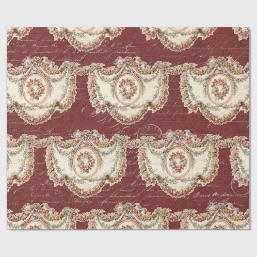 ヴィンテージバフランスのルガンディフローラガーランドデクページ ラッピングペーパー (フラット)