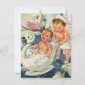 ヴィンテージバブルバス誕生日パーティーへの招待 招待状 (正面)