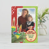 ヴィンテージバブルライトクリスマスフォトカード 招待状 (スタンド正面)