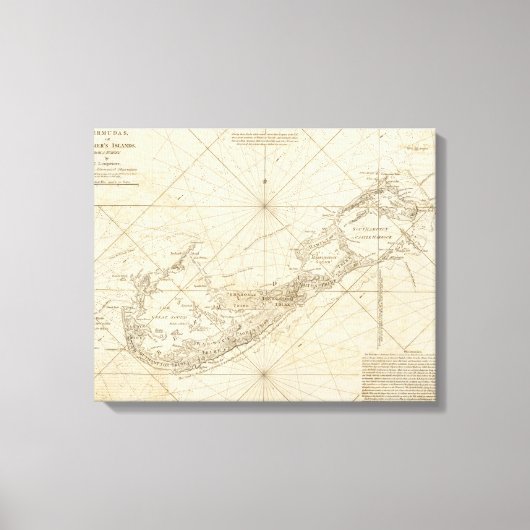 ヴィンテージバミューダの地図(1788) キャンバスプリント (正面)