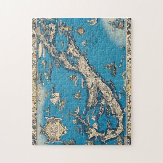 ヴィンテージバミューダ諸島の旧地図 ジグソーパズル (縦)