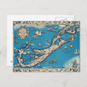 ヴィンテージバミューダ諸島の旧地図 ポストカード (正面/裏面)