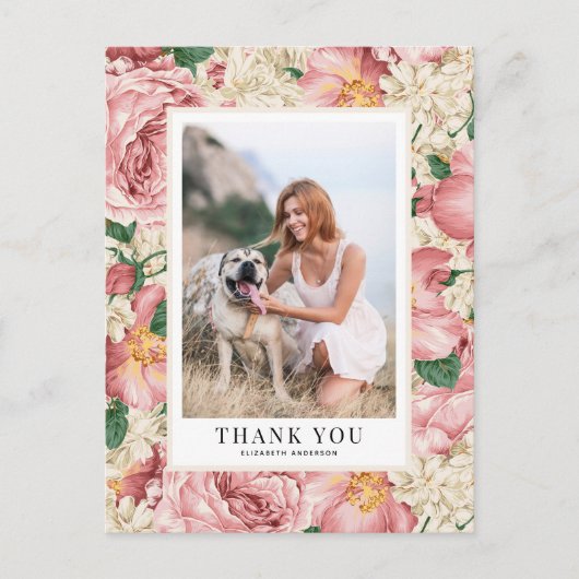 ヴィンテージバラあじさい卒業ありがとう ポストカード (正面)