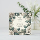 ヴィンテージバラお祝い生涯記念詩 招待状 (スタンド正面)