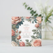 ヴィンテージバラお祝い生涯記念詩 招待状 (スタンド正面)