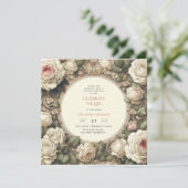 ヴィンテージバラお祝い生涯記念詩 招待状 (スタンド正面)