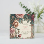 ヴィンテージバラお祝い生涯記念詩 招待状 (スタンド正面)