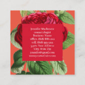 ヴィンテージバラかわいらし金ゴールドピーチアンドピンク スクエア名刺 (裏面)