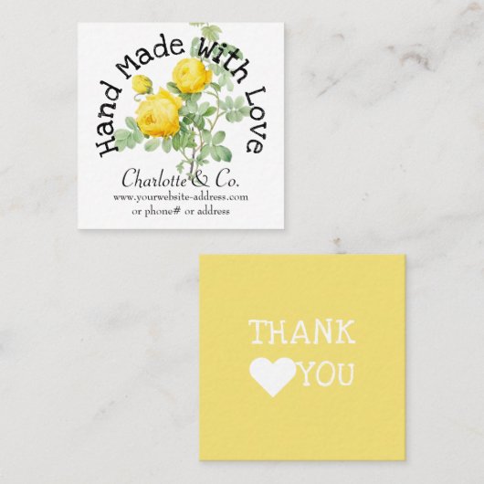 ヴィンテージバラでラブプロダクト作り感謝 スクエア名刺 (正面/裏面)