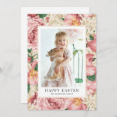 ヴィンテージバラとアジサイの写真ハッピーイースター シーズンカード (正面/裏面)