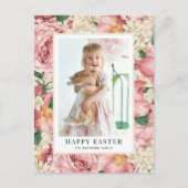 ヴィンテージバラとアジサイの写真ハッピーイースター シーズンポストカード (正面)
