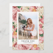 ヴィンテージバラとアジサイ卒業写真 サンキューカード (正面/裏面)