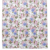 ヴィンテージバラとアジサイ花自然 シャワーカーテン (正面)