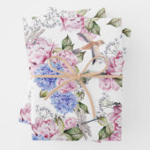 ヴィンテージバラとアジサイ花自然 ラッピングペーパーシート (インサイチュ)