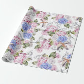 ヴィンテージバラとアジサイ花自然 ラッピングペーパー (アンロールド)