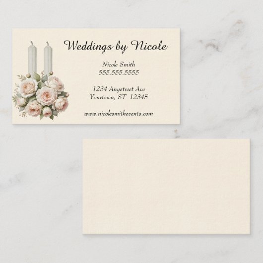 ヴィンテージバラとキャンドルウェディングプランナー 名刺 (正面/裏面)