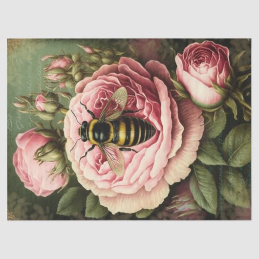 ヴィンテージバラとクイーンビーデクページ 薄葉紙 (正面)