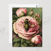 ヴィンテージバラとクイーンビー ポストカード (正面/裏面)