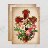 ヴィンテージバラとクロスセーブの日付 案内ポストカード (正面/裏面)