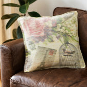 ヴィンテージバラとケージドバード クッション