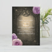 ヴィンテージバラとゴシック体の婚約パーティ 招待状 (スタンド正面)