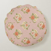 ヴィンテージバラとデイジー寝具 ラウンドクッション (裏面)
