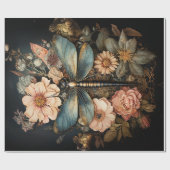 ヴィンテージバラとトンボ ラッピングペーパー (フラット)