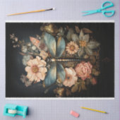 ヴィンテージバラとドラゴンフライのデコページ 薄葉紙 (クラフト)