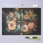 ヴィンテージバラとドラゴンフライのデコページ 薄葉紙 (クラフト)