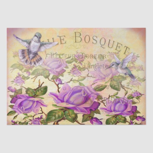 ヴィンテージバラとハミングバードの分離 薄葉紙 (正面)