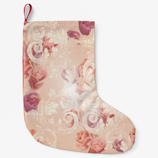 ヴィンテージバラとバロックオーナメント スモールクリスマスストッキング (正面)