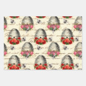 ヴィンテージバラとビーハイブ ラッピングペーパーシート (正面3)