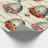 ヴィンテージバラとビーハイブ ラッピングペーパー (角)