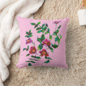 ヴィンテージバラとピンクと白の水玉模様 クッション (ブランケット)