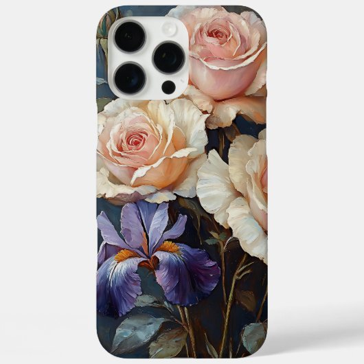 ヴィンテージバラとピンクと紫のアイリスフローラ Case-Mate iPhoneケース (裏面)