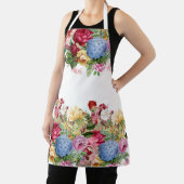 ヴィンテージバラとブルーアジサイフローラプリント エプロン (インサイチュ)