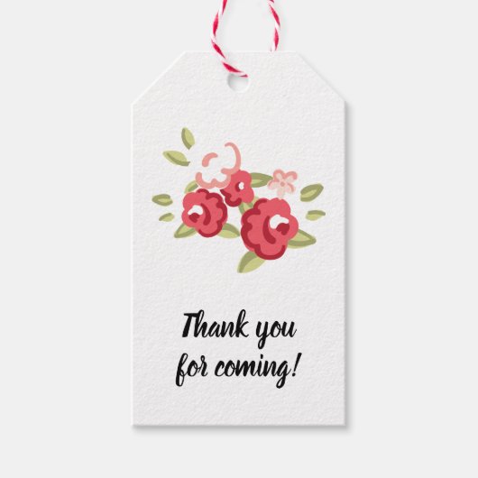 ヴィンテージバラとポルカドットダークブルー ギフトタグ (正面)