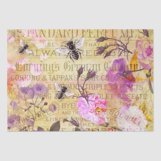 ヴィンテージバラとミツバチの分離 薄葉紙 (正面)