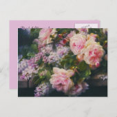 ヴィンテージバラとライラックブライダルシャワー インビテーションポストカード (正面/裏面)