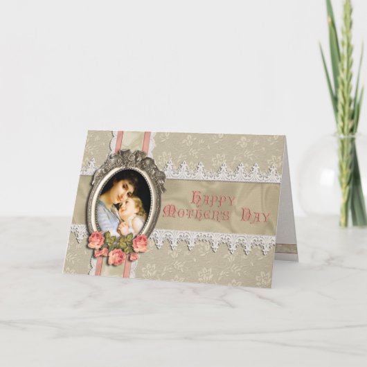 ヴィンテージバラとレース母のデイカード カード (正面)