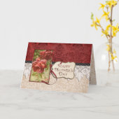 ヴィンテージバラとレース母のデイカード カード (黄色い花)