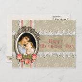 ヴィンテージバラとレース母の日はがき ポストカード (正面/裏面)