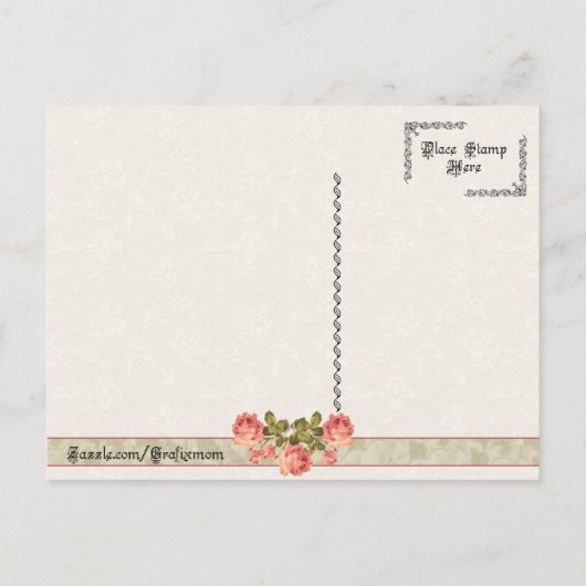 ヴィンテージバラとレース母の日はがき ポストカード (裏面)