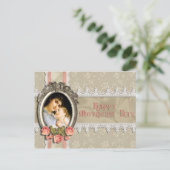 ヴィンテージバラとレース母の日はがき ポストカード (スタンド正面)