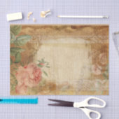 ヴィンテージバラとレース 薄葉紙 (クラフト)