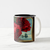 ヴィンテージバラと帆船 ツートーンマグカップ (正面右)