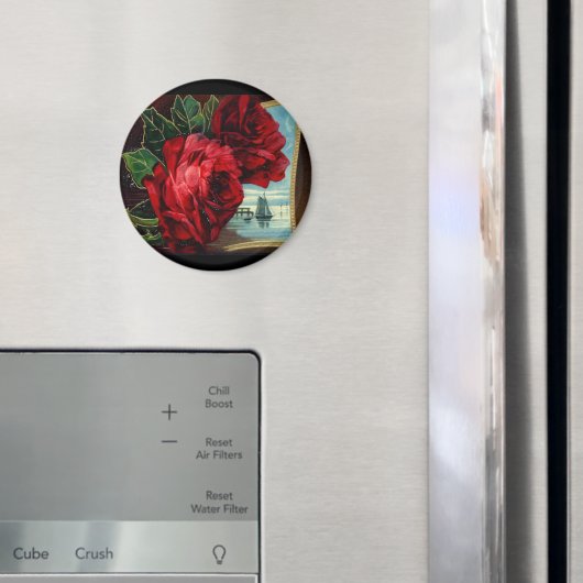 ヴィンテージバラと帆船 マグネット (インサイチュ (冷蔵庫))